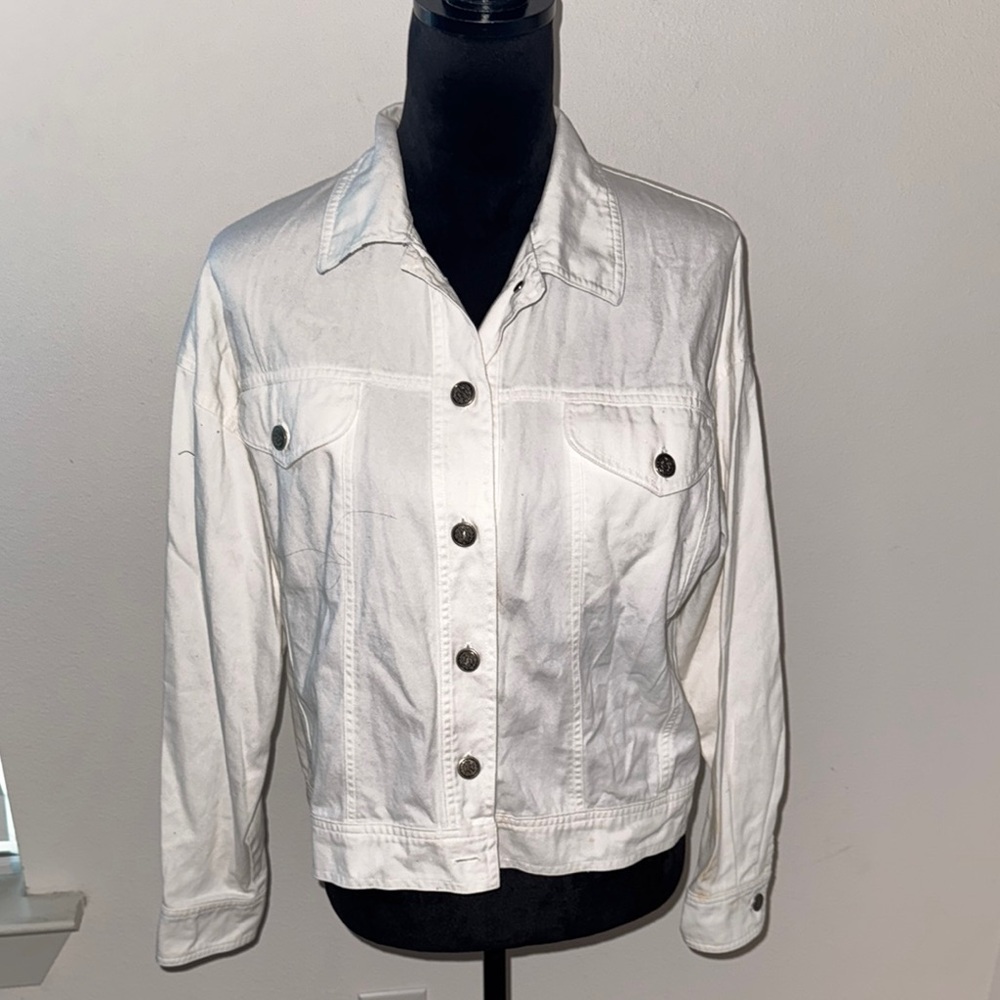 Leslie Fay Sport Sz 10 white‎ denim jean jacket